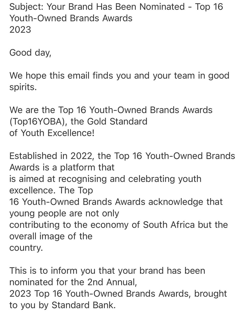 CONGRATULATIONS Tosh_detergents for your nomination as a TOP 16 YOUTH OWNED BRAND.

Upwards & Onwards.✈️🌎🥳
Thank you Standard Bank - South Africa for fuelling our success. 
#globalbrand #youthowned #toshdetergents #top16 #GreatGrace #nominations #recognition #explosivegrowth