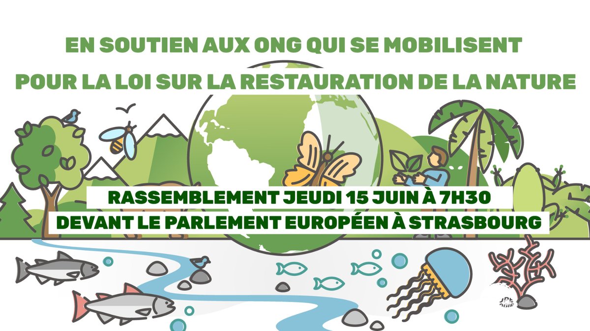 🔈Demain: mobilisation à 7h30 devant le Parlement européen à <a href="/PEStrasbourg/">Parlement européen</a> avant le vote sur la restauration de la #Nature.

Rejoignez-nous ! 
Mobilisons-nous avant ce vote décisif pour le vivant et le futur de l'alimentation !

#NoNatureNoFood
