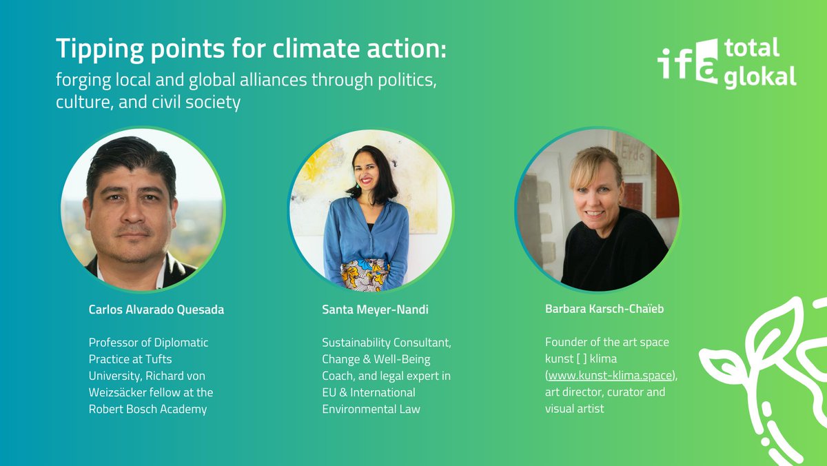 ifaCultExtern's tweet image. TODAY: live @DasStadtPalais &amp;amp; #LiveStream 
Let´s discuss #ClimateAction and the role of #culture with @CarlosAlvQ, Santa Meyer-Nandi @Finding_S &amp;amp; Barbara Karsch-Chaïeb
🕑14.06.23, 8 pm CEST
👉Stadtpalais, Saal Marie &amp;amp; online @YouTube &amp;amp; @facebook 
➡️culturalrelations.ifa.de/en/networking/…