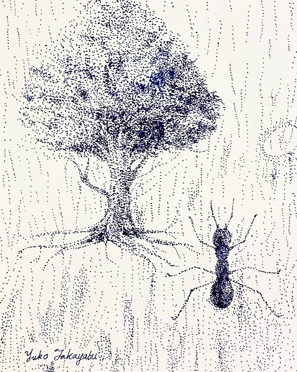 ArtworksYuko's tweet photo. “Tree, Ant and Rain”
Ink on paper 

#tree #ant #rain #inkonpaper #inkdrawing #blue #ink #drawing #picture #painting #dotpoint #art #artwork #fineart #artist #ペン画 #ドローイン�� #アート #美術 #芸術 https://t.co/6S2G5O56sD