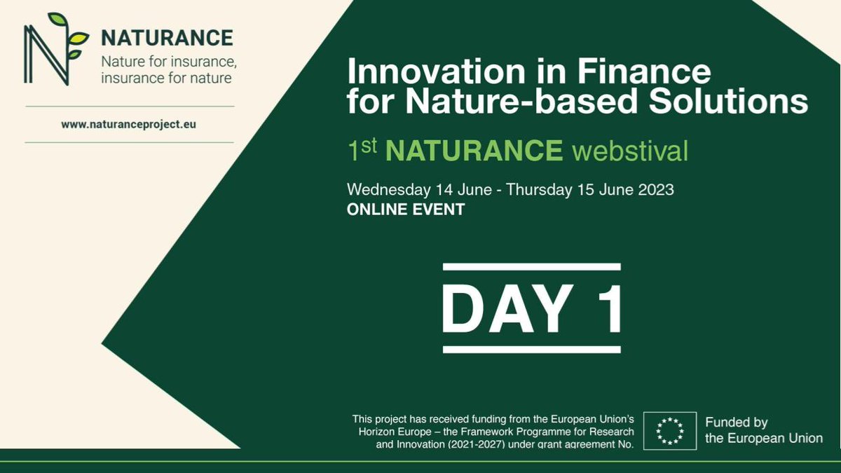 🏁Ready to go! 

The first NATURANCE #webstival, focused on Innovation in #finance for #NaturebasedSolutions, will start today at 13:00 CEST.

There is still time to join the event!

🖊️Registration🠒bit.ly/4269KMf
 🗓️Agenda🠒bit.ly/3qc9XAf