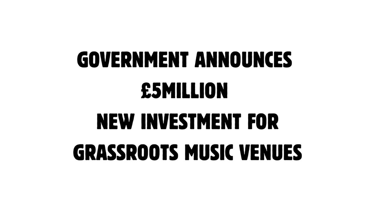 We warmly welcomes a new £5million investment in Grassroots Music Venues announced today by Secretary of State for Culture, Lucy Frazer. The additional funding will be made available over 2 years through the Supporting Grassroots Live Music Fund administered by <a href="/ace_national/">Arts Council England</a>