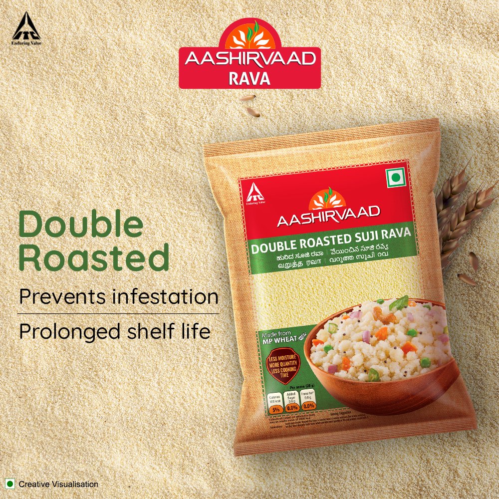 #Aashirvaad Double Roasted Suji Rava has less moisture, which prevents infestation and ensures a prolonged shelf life. Now enjoy making tasty and non-sticky rava dishes and provide a wholesome meal to your family.

#HouseOfAashirvaad #Rava #DoubleRoasted #SujiRava #TryNow