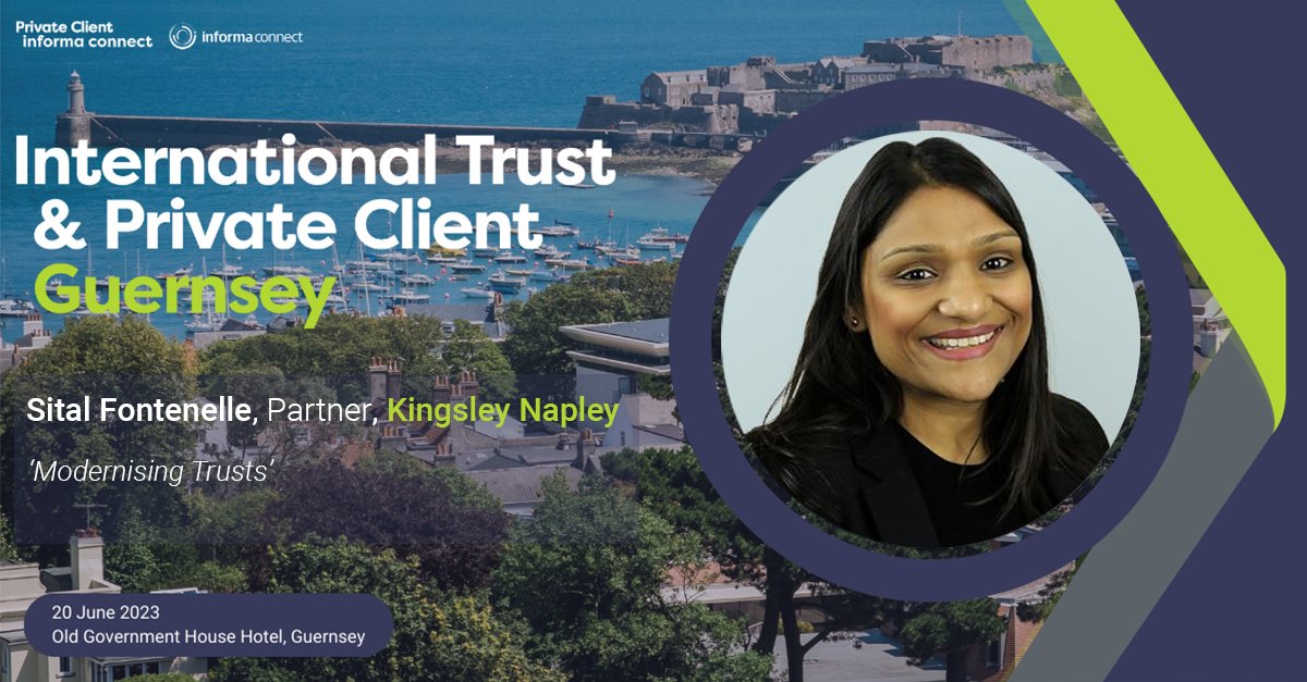📢 Conference in Guernsey 📢

Sital Fontenelle will be speaking at the Informa International Trusts &amp; Private Client conference on Tuesday 20 June, in Guernsey.

Join Sital’s panel from 14:00 – 15:00 on modernising trusts.

🔗lnkd.in/ejkwsi2u