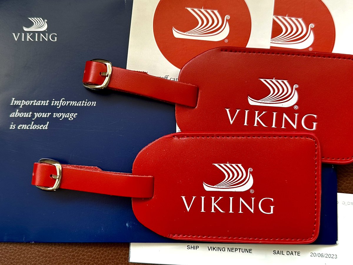 We’ve got our gorgeous red luggage tags from Viking 😍 and next week we’ll be on our way to #NewYork to join the fabulous #VikingNeptune for our #EasternSeaboardExplorer #Cruise - NYC to Montreal, so excited 😃🗽🍎
#wanderlustwednesday 
#luggagetags 
#myvikingstory #wanderlust