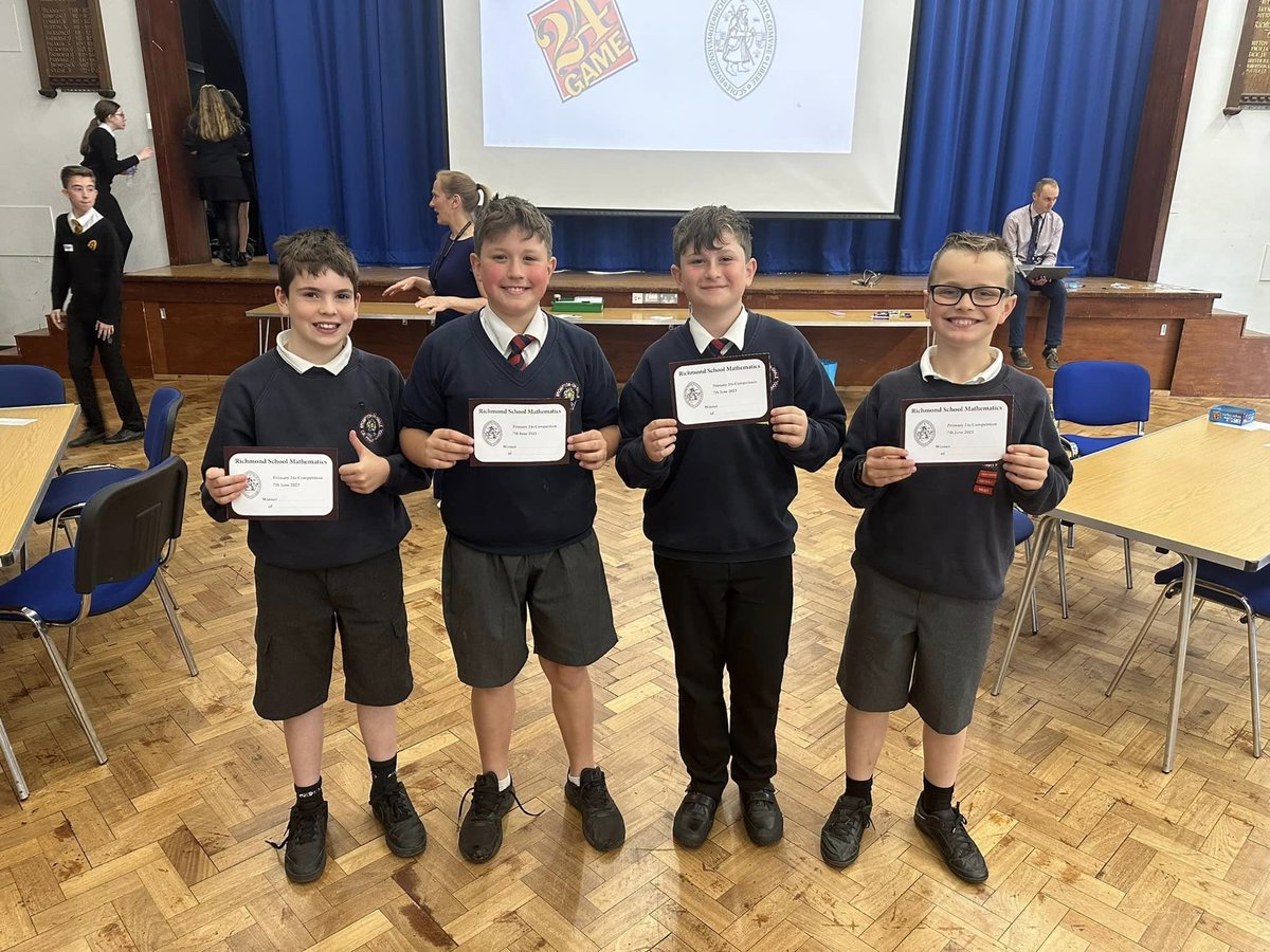 BOSCEPrimary's tweet image. Yesterday we had a fantastic time playing Maths 24 at Richmond School. The team played extremely well and won the competition overall with a whopping 1078 points. The team showed great sportsmanship and etiquette when playing each school. #bestversionofyourself #HumanCalculator
