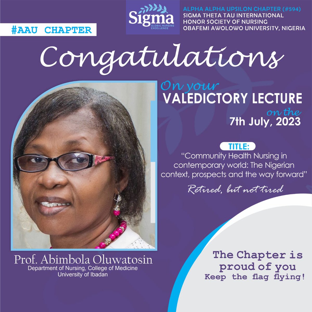 Congratulations!
Prof. Oluwatosin Abimbola