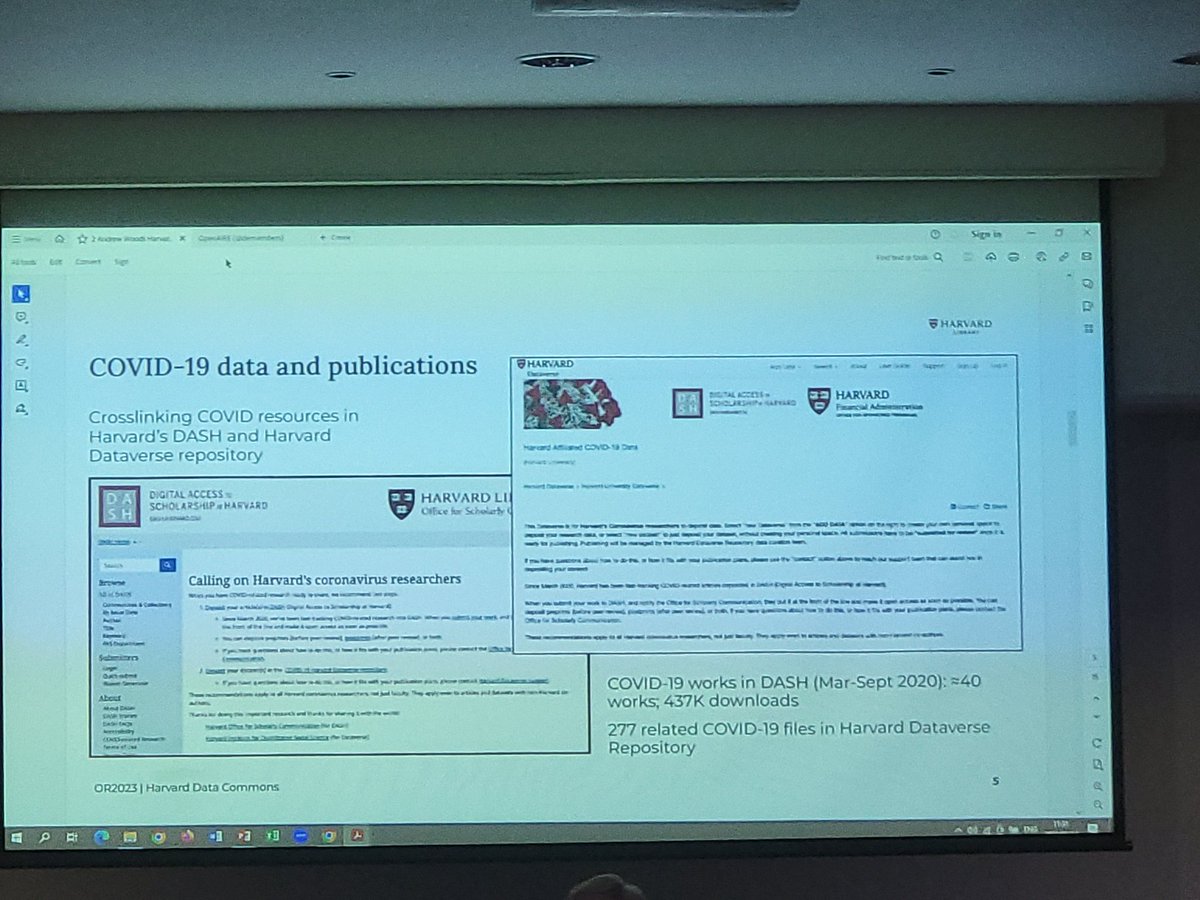 Harvard Data Commons, DASH and Dataverse Initiatives. Connecting data and published outputs in #DSPACE @IQSS @hlrdmp @dataverseorg #integrations #tools #software #repositories @OpenRepos #OR2023