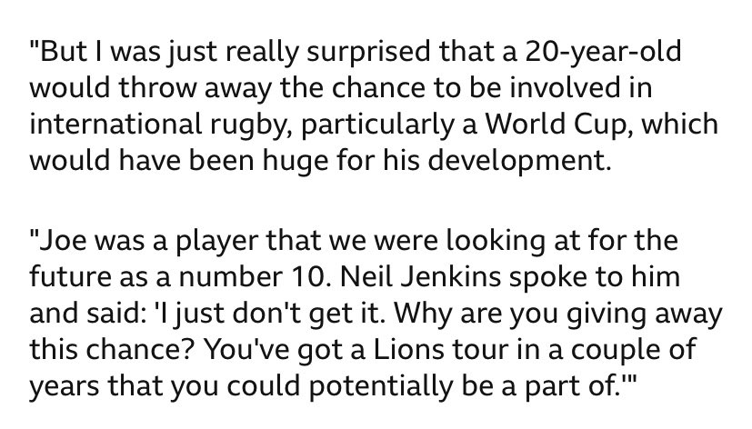 He’s 20. Look at Arundell lining up a potential move to Racing 92. Because he’s also 20; all the mentioned factors - especially 🦁 - go back to both being 20! @BBCSport 📸