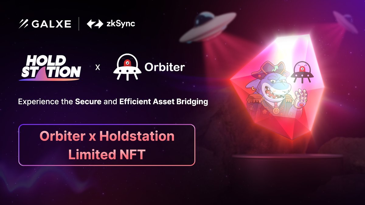 🛸 Experience the secure and efficient asset bridging with Orbiter.Finance on #zkSyncEra and earn your exclusive #OrbiterFinance x #Holdstation NFT! ⚡ 🔗 Get your hands on the exclusive #NFT on @Galxe galxe.com/Holdstation/ca… 🌟 How to claim the NFT: • Follow…