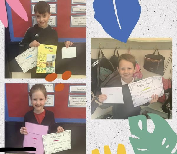 BOSCEPrimary's tweet image. Thank you very much for all the amazing entries into the Maths Scavenger Hunt competition! There were some absolutely fantastic entries and Mrs Jones was so impressed with all the effort that has been put in. Every pupil who entered has been given 5 merits. Well done!