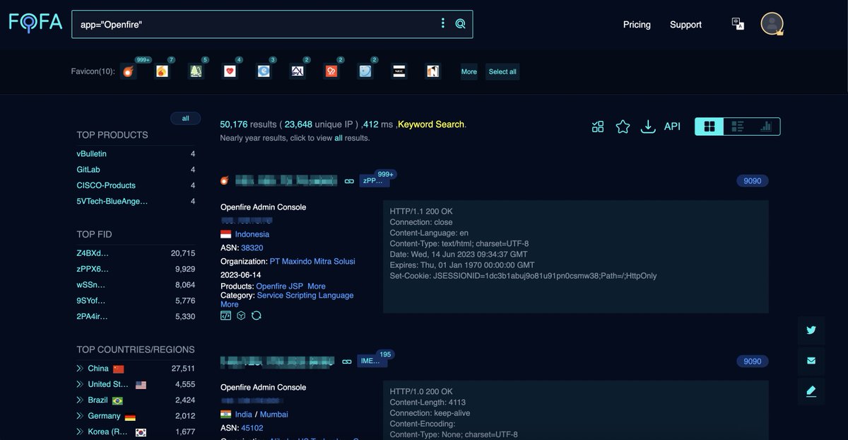 fofabot's tweet image. #CVE-2023-32315 #Openfire Admin Console Auth Bypass

FOFA Query: app="Openfire"

Link: en.fofa.info/result?qbase64…

#ThreatIntelligence #OSINT #cybersecurity #FOFA