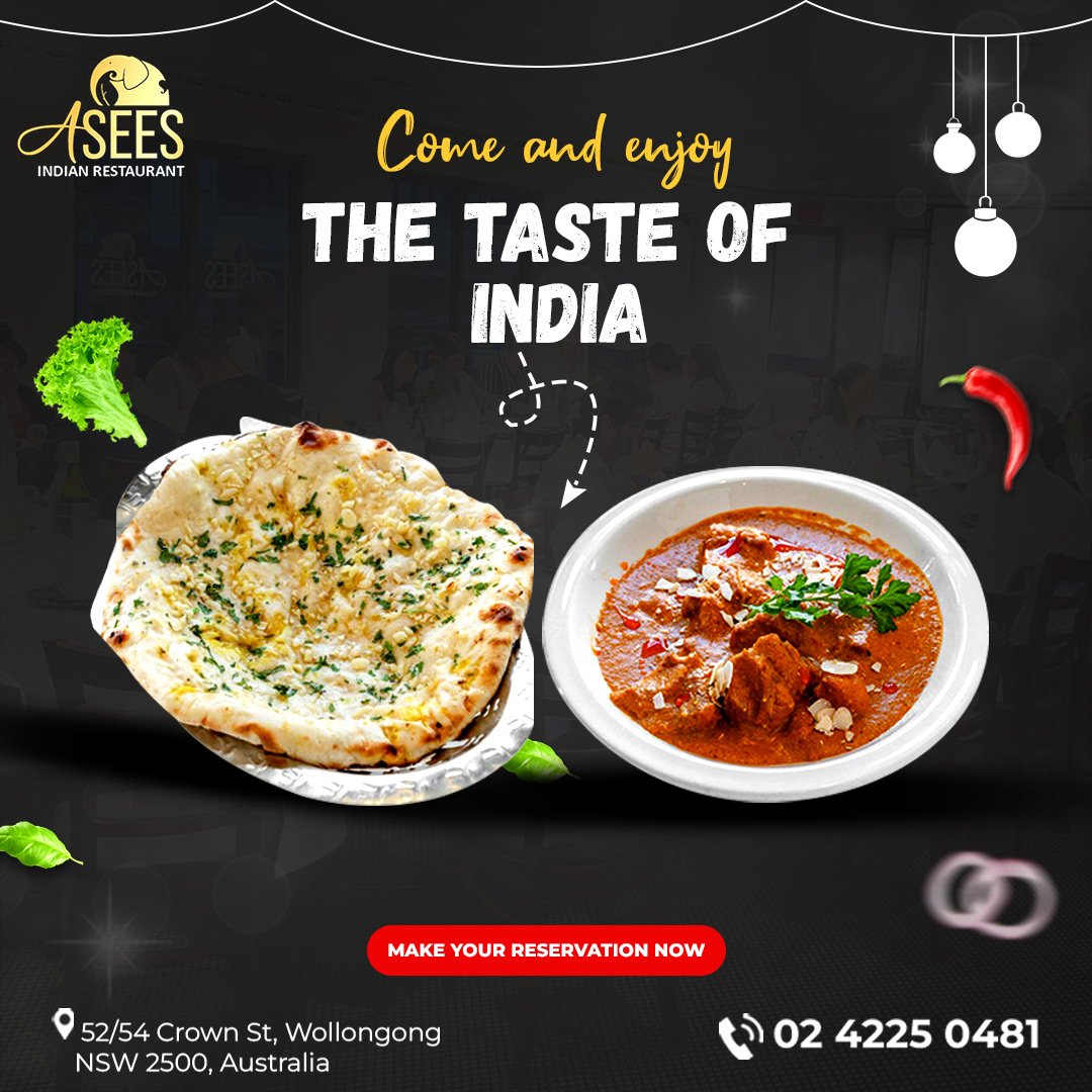 If you want to relish the flavours of Delicious, spicy & Aromatic Indian cuisines,

Book your table today! 
☎️ 02 4225 0481

#aseesindianrestaurant😋😋 #restaurantdecor 🍽#familyrestaurant #indiandishes #yummyfood #bestindianrestaurant #naanbread #australia #Wollongong #sydney