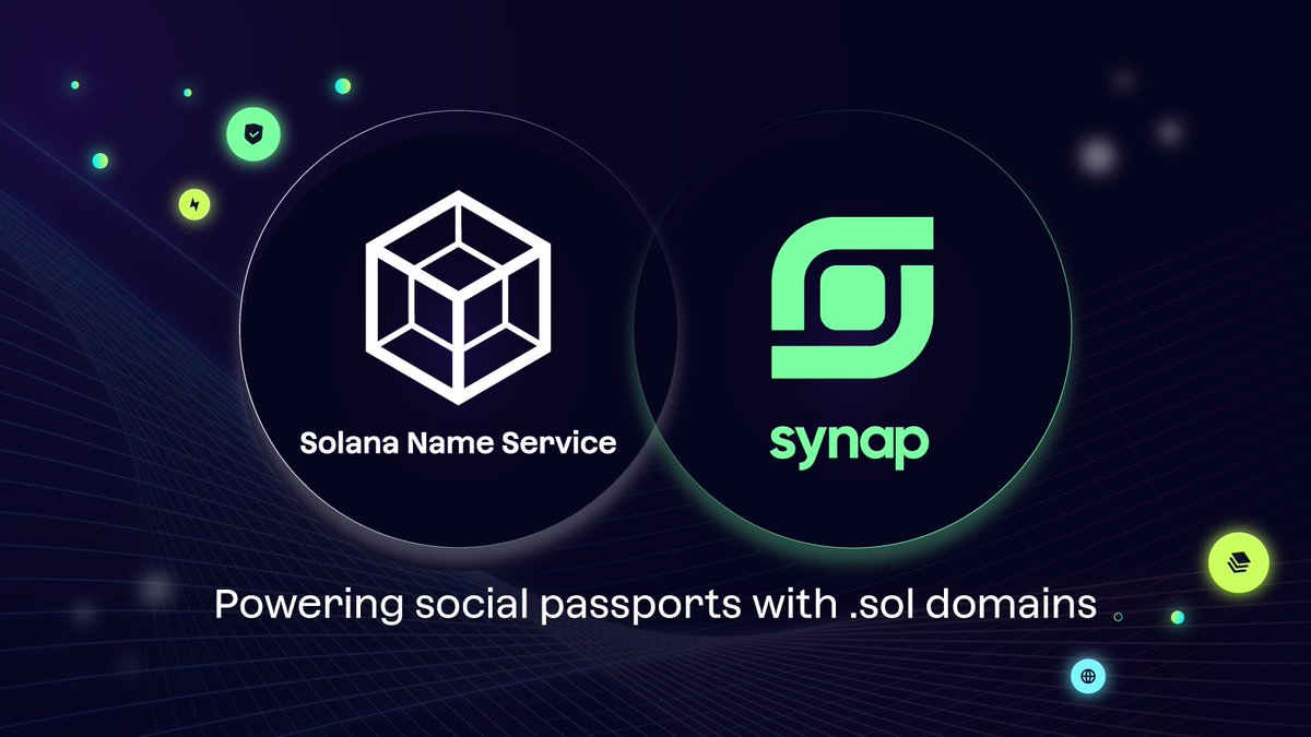 sns's tweet photo. Stoked to say @SynapFun integrated .sol domains!

They offer social profiles based on wallet interactions, basically helping you curate an on-chain reputation. What better way to do this than with your on-chain identity? 💚

Claim your @solana profile: https://t.co/PL5sYVwOPF https://t.co/m2n709QrkP