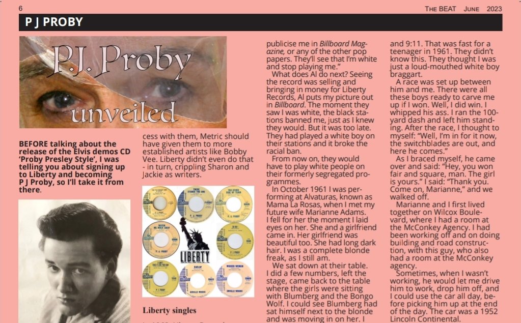 BeatMagazineUK's tweet photo. PJ Proby unveiled -
Continuing the true story in the long career of @officialpjproby in this month's Beat issue. A must for all PJ fans. Order your copy today. #TheBeat #PJProby https://t.co/ZBgpx26hOU https://t.co/jftsnl4TPq