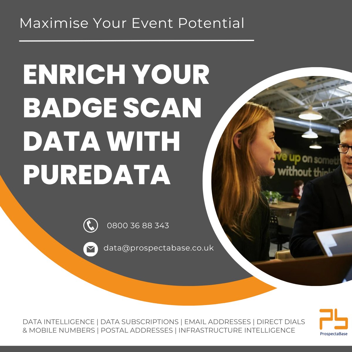 It's event season! Maximise potential with PureData - turn badge scans into clean data. Plus, add infrastructure data to create intelligence-rich marketing leads.

prospectabase.co.uk/data-intellige…
 #puredata #datamatters #dataintelligence #eventprofs #eventdata