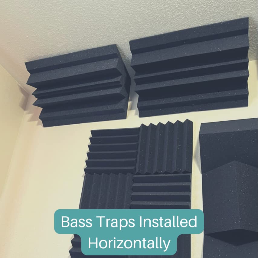 Bass traps can be installed horizontally along the ceiling to help absorb low-frequency sound waves! . SHOP NOW: ow.ly/ipOH50OHoJF . #basstraps #acousticfoam #acousticsolutions #soundassured #soundabsorption #homerecordingstudio #hometheater #recordingstudio