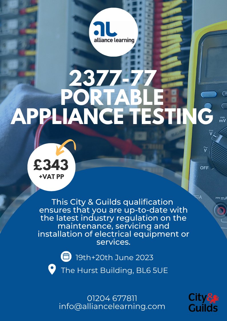 Learn how to test portable electrical appliances with a qualification in Portable Appliance Testing. This qualification will help and progress individuals within the Electrotechnical industry.

💻rb.gy/n3hqe
📞01204 677811

#TrainingCourse #StaffTraining
