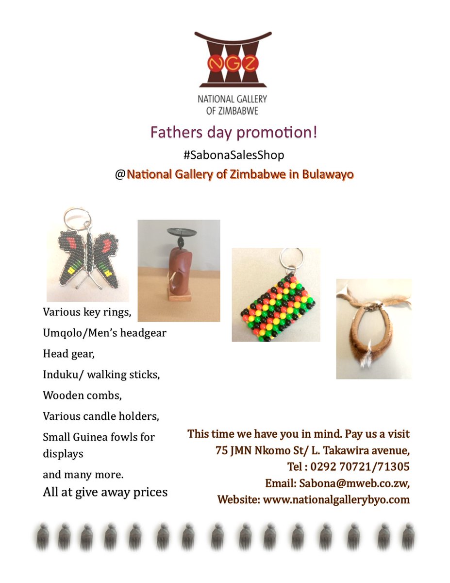 Are you looking forward to Father's Day? We too. Our product range might inspire you to buy the best gift. We will help you find the one that matches your interests and experience. #BuyToday from #SabonaSalesShop @BYOgallery @NatGalleryZimb @KhuraAgency