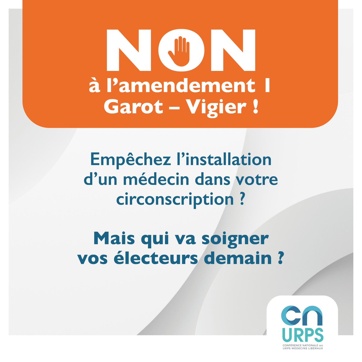 Voulez-vous réellement empêcher l’installation d’un médecin dans votre circonscription ? Mais qui va soigner vos électeurs demain ?
<a href="/VigierPhilippe/">Philippe Vigier</a> <a href="/guillaumegarot/">Guillaume GAROT</a> <a href="/fredvalletoux/">Frédéric Valletoux</a> ?