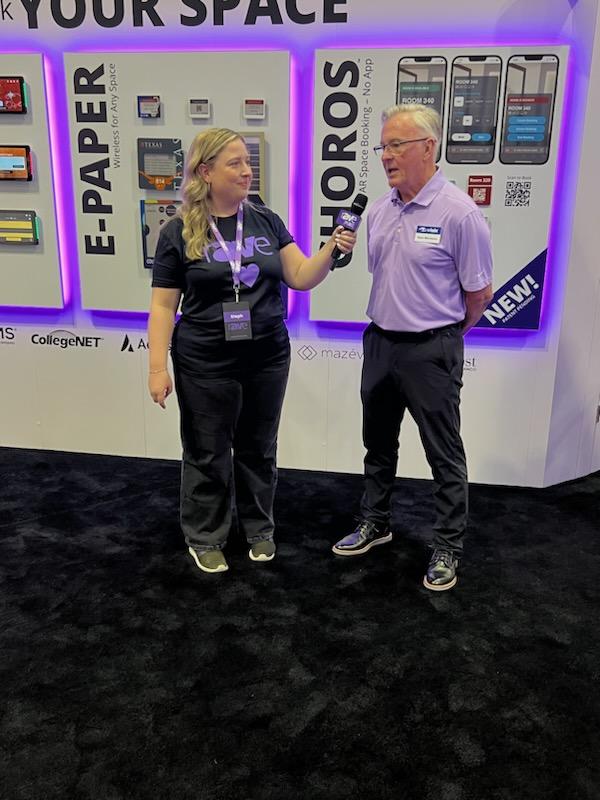 Dimension_PR's tweet photo. Visix talks to @rAVePubs about the hybrid workplace and their new AR space booking solution at #InfoComm23 Booth 2944 https://t.co/bfBb0Od9nC