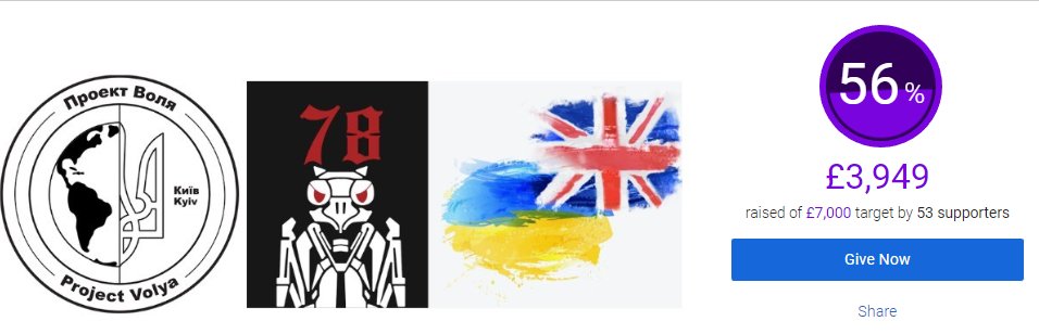 Britduchka's tweet photo. The fundraiser for the vehicle for @ProjectVolyaEng has passed 50% - that's bloody incredible. I appreciate there are so many things to fundraise for, and i'm grateful to everyone who has donated, and for everyone who has shared/interacted with the posts to get the visibility up https://t.co/cWNfoQeeeQ