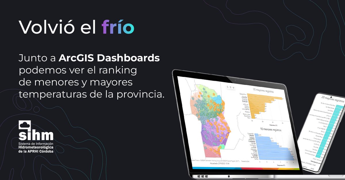 ciampagna's tweet photo. Con la llegada del frio también llegan oportunidades para hacer grandes cosas.
Con ArcGIS Dashboards podemos unir situaciones de la vida real y analizarlas en un tablero, monitorear eventos, tomar decisiones, e informar a otros por ej, de las condiciones climáticas del territorio https://t.co/wcWVRqMYVR