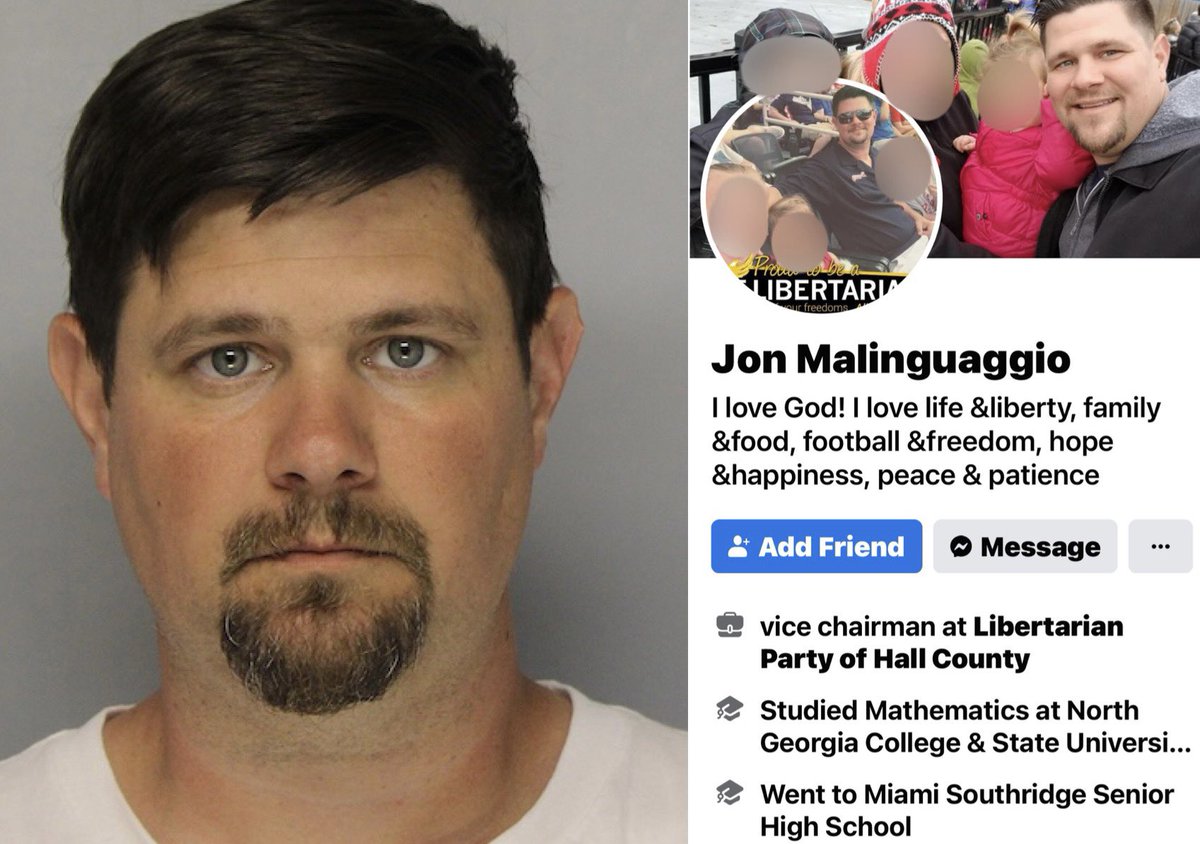 Georgia county libertarian vice chairman, Jonathan Malinguaggio, who was arrested in January for raping his own children, has had an additional 121 counts for sexually exploiting children added to his charges.