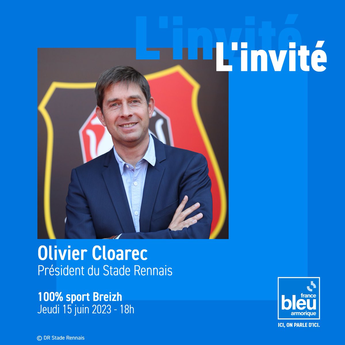 Rdv jeudi 15 juin à partir de 18h avec le président du <a href="/staderennais/">Stade Rennais F.C.</a> Olivier Cloarec invité exceptionnel de @bleuarmorique #foot #Rennes #staderennais #rougeetnoir 🔴⚫️⚽️
