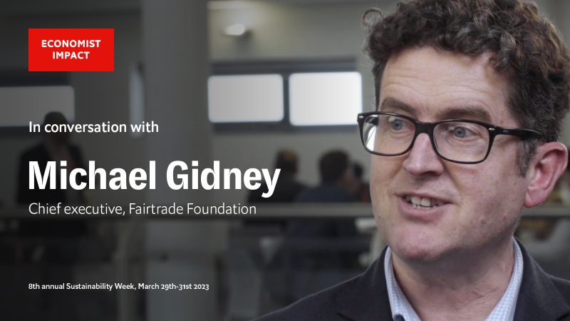 Michael Gidney (@fairtrademg), chief executive of The Fairtrade Foundation (@FairtradeUK) sat down with #TheSustainabilityProject to talk biodiversity, consumer engagement and the need for businesses to step beyond the competitive agenda. Watch here: econ.st/3N2Rz4F