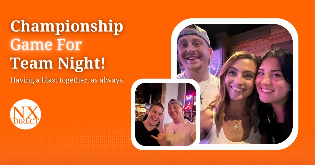 Our latest team night was all about the championship game! Such a wonderful time spent with our people. 💯

To learn more about our company culture, head over to our CareerBuilder profile: bit.ly/42FXDpw

#nxdirectatlanta #nxdirectcareerbuilder #timetogether