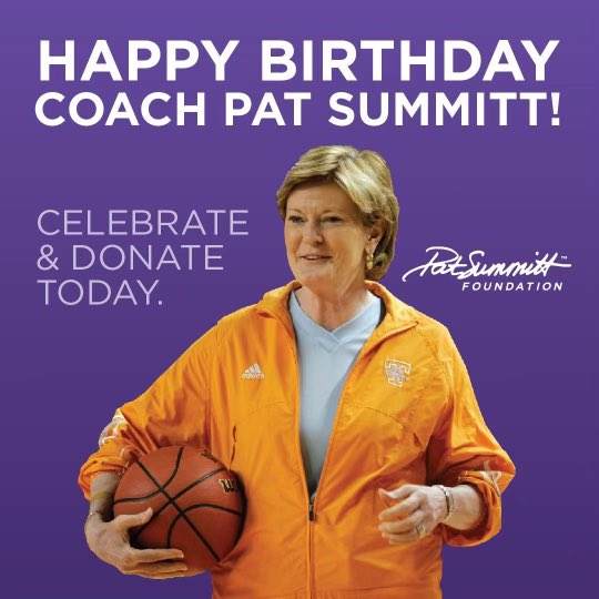 frederick (@freddiedilione5) on Twitter photo Happy birthday Coach Summitt! Help keep her legacy alive by donating to Pat Summitt’s Day of Giving presented by Tennessee Orofacial Myology. <a href="/WeBackPat/">Pat Summitt Foundation</a> Happy birthday Coach Summitt! Help keep her legacy alive by donating to Pat Summitt’s Day of Giving presented by Tennessee Orofacial Myology. <a href="/WeBackPat/">Pat Summitt Foundation</a>