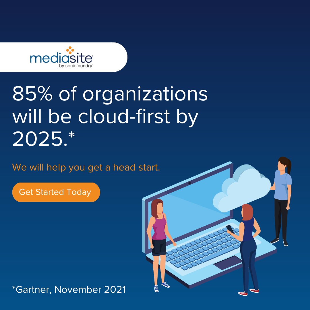 Mediasite's tweet photo. The use of streaming video has never been more prevalent. Many organizations don’t have the infrastructure required to serve peak video demand. The solution? Mediasite Cloud. 

Learn more about how the Cloud by visiting https://t.co/VlWOIh7t46. https://t.co/BZTJ24NUtc