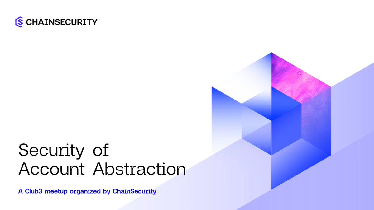Join us this Tuesday June 20th at <a href="/Trust_Square/">Trust Square</a> to learn about the security of #AccountAbstraction with <a href="/safe/">Safe.eth</a>, <a href="/EnsoFinance/">EnsoFinance</a>, <a href="/gelatonetwork/">Gelato</a>, and <a href="/chain_security/">ChainSecurity</a> 

--&gt; Combining flexibility and security with smart contract accounts (<a href="/rimeissner/">Richard Meissner</a>)
--&gt; What real composability looks