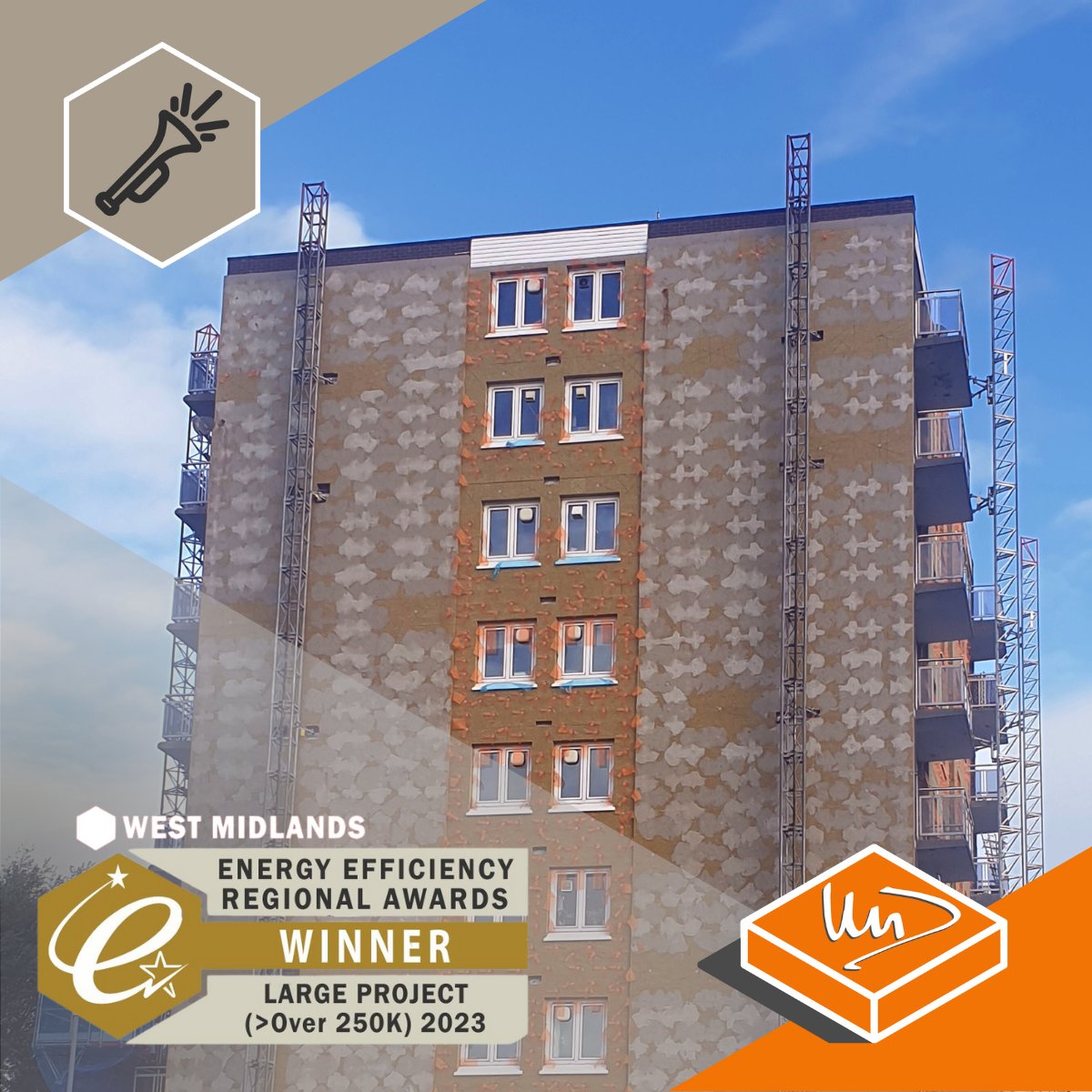 We are excited to announce that a scheme we recently featured is now an award winner! The scheme for @WATMOS_CH to regenerate tower blocks in #Walsall was announced last week as The Regional Large Scale Project of the Year, at the West Midlands Energy Efficiency Awards 2023.