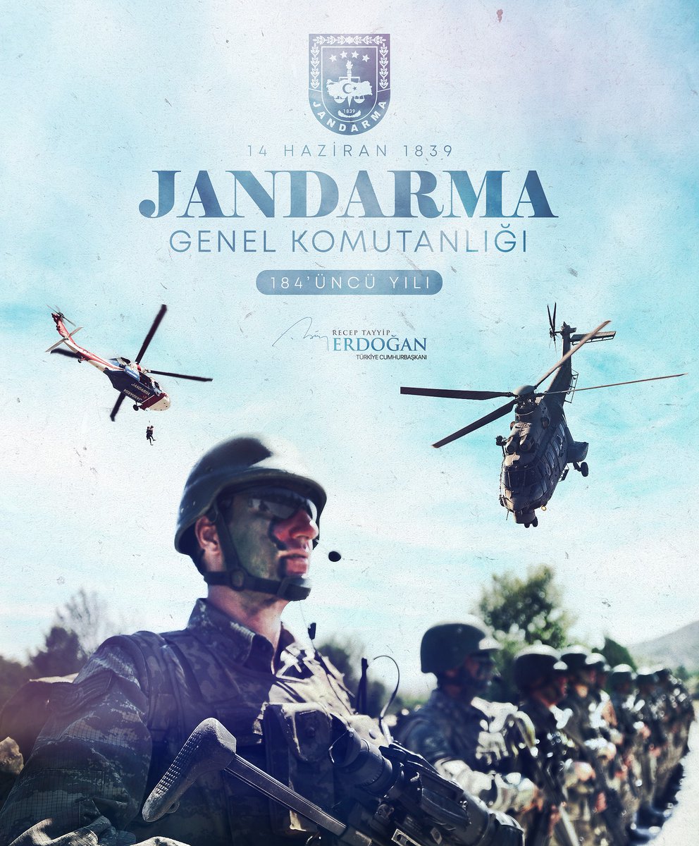 Milletimizin huzur ve güvenliğinde hayati bir rol üstlenen Jandarma Genel Komutanlığının 184’üncü kuruluş yıl dönümünü tebrik ediyorum.

Aziz şehitlerimizi rahmetle yâd ediyor, fedakârca görev yapan tüm Jandarma Genel Komutanlığı mensuplarına şükranlarımı sunuyorum.