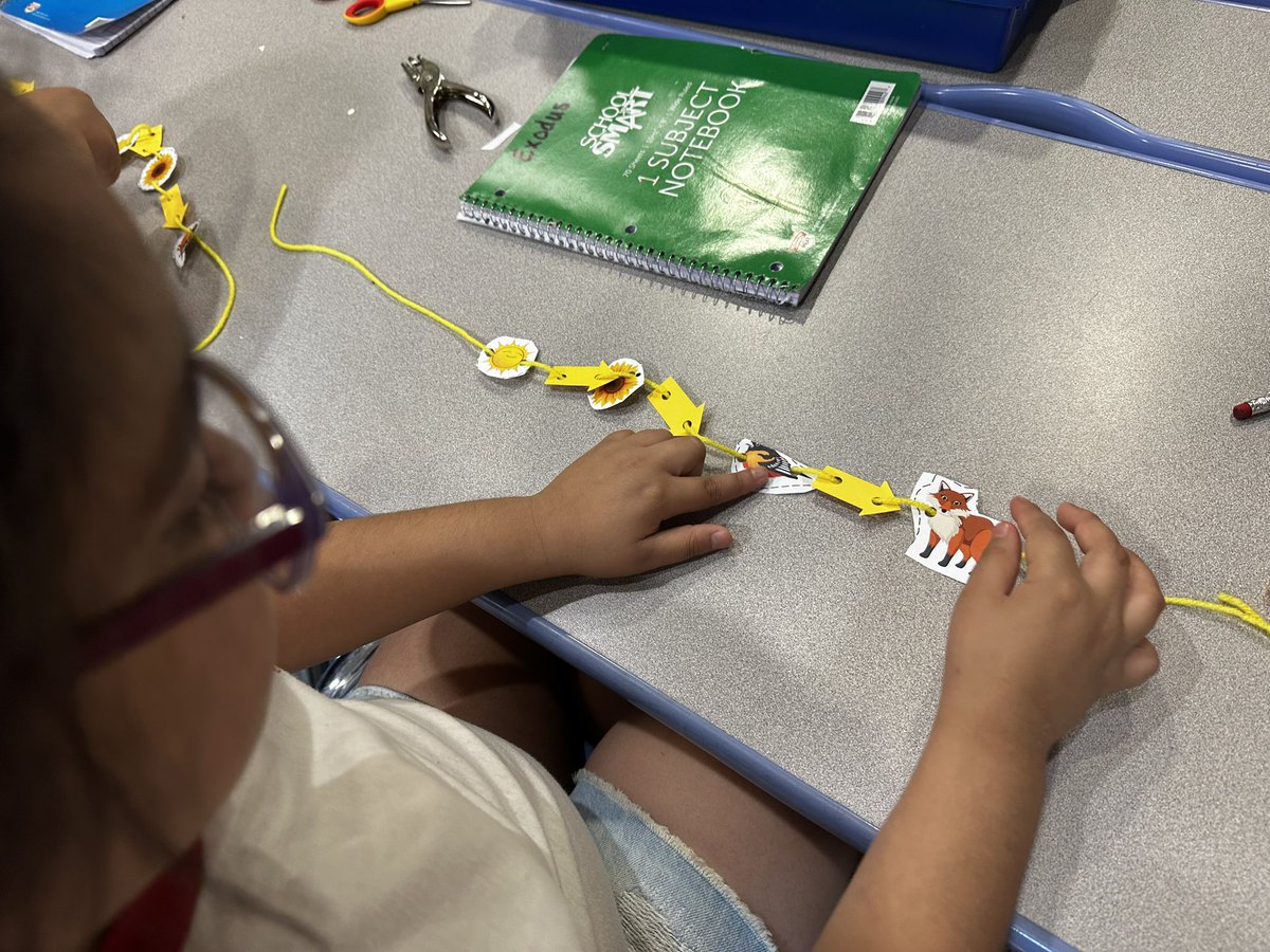 BoyceKharla's tweet photo. Summer school fun at Mark Twain Elementary! Ms. Nguyen had second graders creating food chain necklaces this morning! @AlvinISD https://t.co/fxsUfBhWfk
