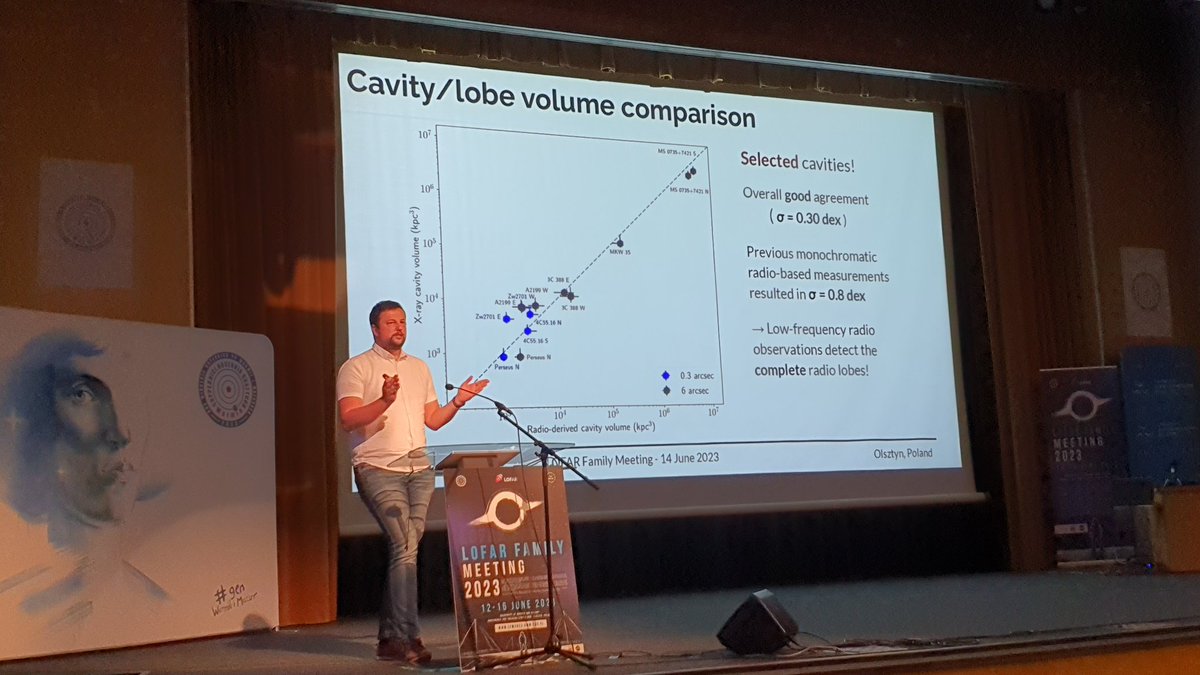 Roland Timmerman demonstrating just how well you can use radio & X-ray data together to get at AGN feedback in galaxy clusters at high redshift! #lfm23