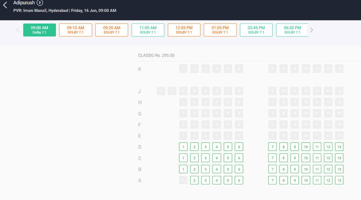 PVR: Irrum Manzil, Hyderabad | Friday, 16 Jun
#AdipurushBookings