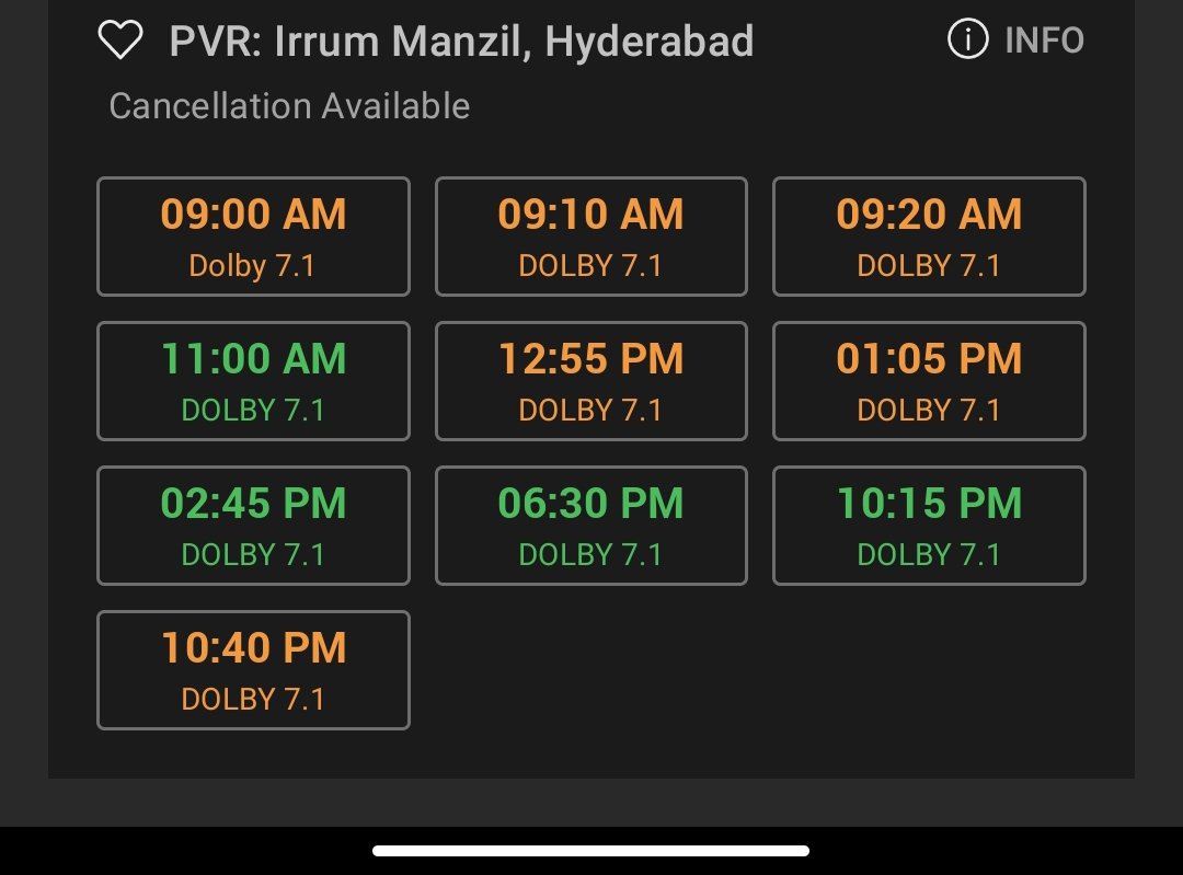 Shows were added at (super cinema balapur) (ganesh shamshabad) (pvr irrum manzil) 

Grab it 

#Prabhas #AdipurushOnJune16th