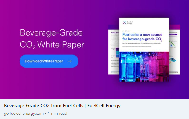 There's a new source for beverage-grade CO2! Our fuel cells can turn your variables into constants. Download our white paper 📝to learn more about using #fuelcells to capture and recycle CO2 into ISBT Beverage-grade standards: hubs.la/Q01SHGQT0.