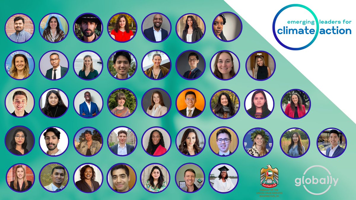 globallyorg's tweet photo. 🌍 Introducing the 42 #EmergingLeadersforClimateAction participants! 🌎

Over the next 5 months, they will work across sectors, engage with climate policy experts, and develop innovative policy proposals aligned with the #COP28 thematic tracks 💡

#SustainableFuture @UAEEmbassyUS https://t.co/AWSsnZ33PV