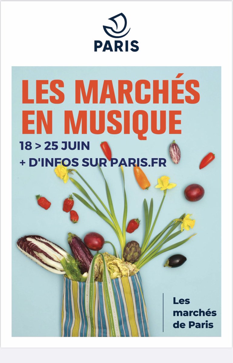 ParisMarches's tweet photo. PARIS. 
Les Marchés en Musique du 18 au 25 Juin 2023 tout le programme complet est présent sur (que faire à Paris) suivre le liens 
https://t.co/FGp8s6kVyP
#marchés #groupebensidoun #paris #villedeparis #semaco #visiteparis #commerçants #fetedelamusique 
https://t.co/zzXvPYrEIM https://t.co/0Dkv9dxaNx