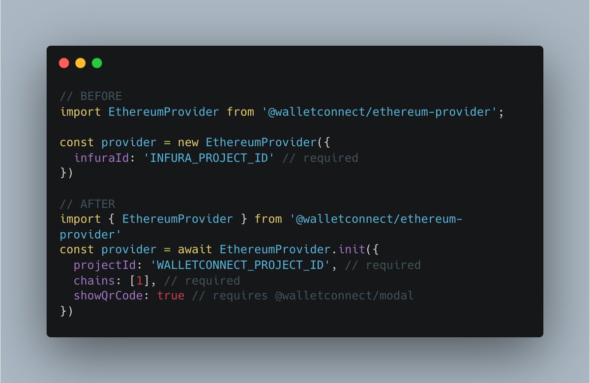 Less than 14 days until the v1.0 shutdown 💀

Have you not migrated to WalletConnect v2.0 yet? 👀

All you have to do is: 
1. Upgrade @walletconnect/ethereum-provider to 2.x.x
2. Make the code changes below to how you initialize
3. Install @walletconnect/modal as peer dependency