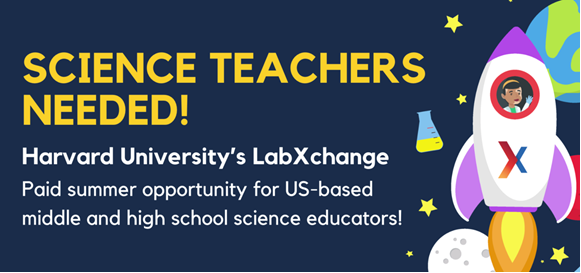 APPLICATION DEADLINE: JUNE 19TH LabXchange is offering a new, paid summer opportunity for US-based middle and high school educators! 20 select participants will receive a $4,000 stipend for the development of 10 lesson plans in a 3-month design project. about.labxchange.org/2023/06/08/sci…