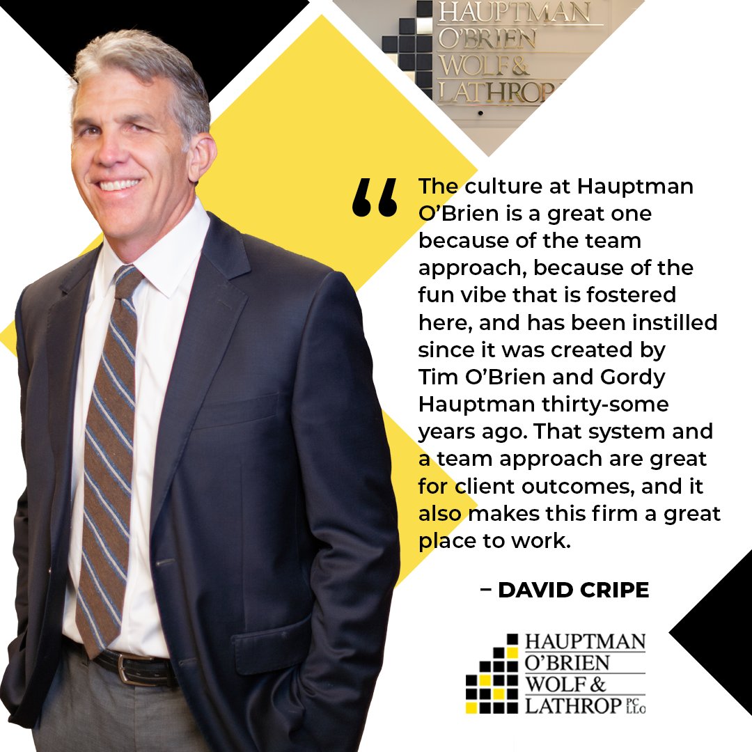 At Hauptman O'Brien, our team-based approach fosters a positive and fun culture that benefits our clients and team alike. Our founders, Tim O'Brien and Gordy Hauptman, instilled these values over 30 years ago, and they continue to drive our success today. 

#PersonalInjuryLaw