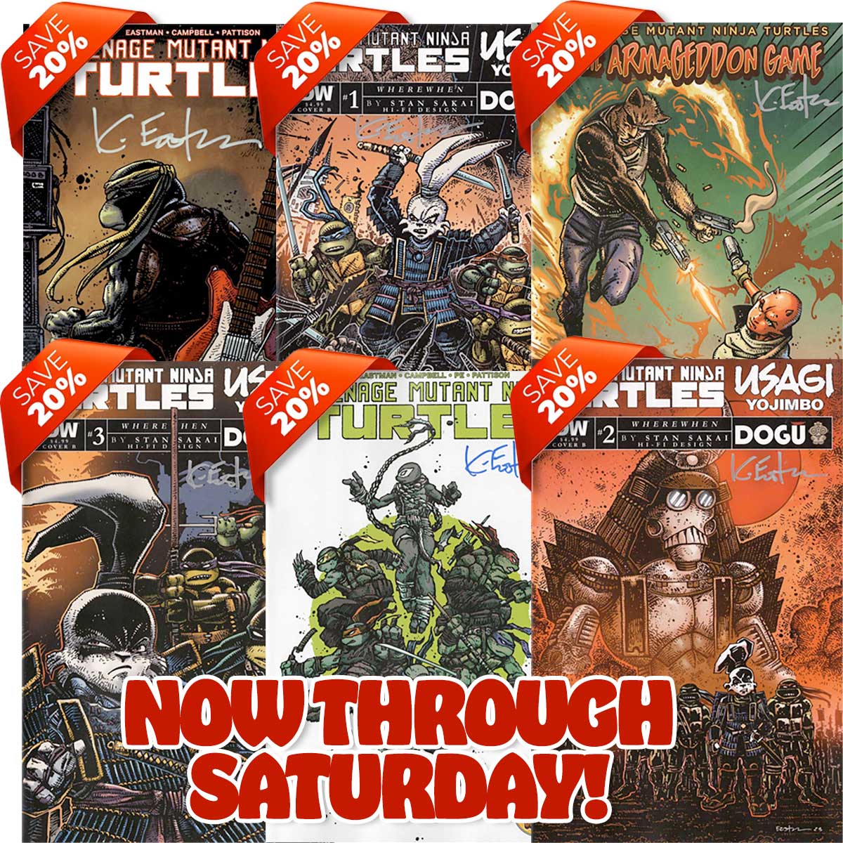 Enjoy savings in the Comics Department this week at my Kevin Eastman Studios website store. Use Coupon Code JuneBooks (all one word) at checkout and your discount will be automatically applied. - COWABUNGA 👍😀🍕 #TMNT #TeamEastman conta.cc/3qAYavo