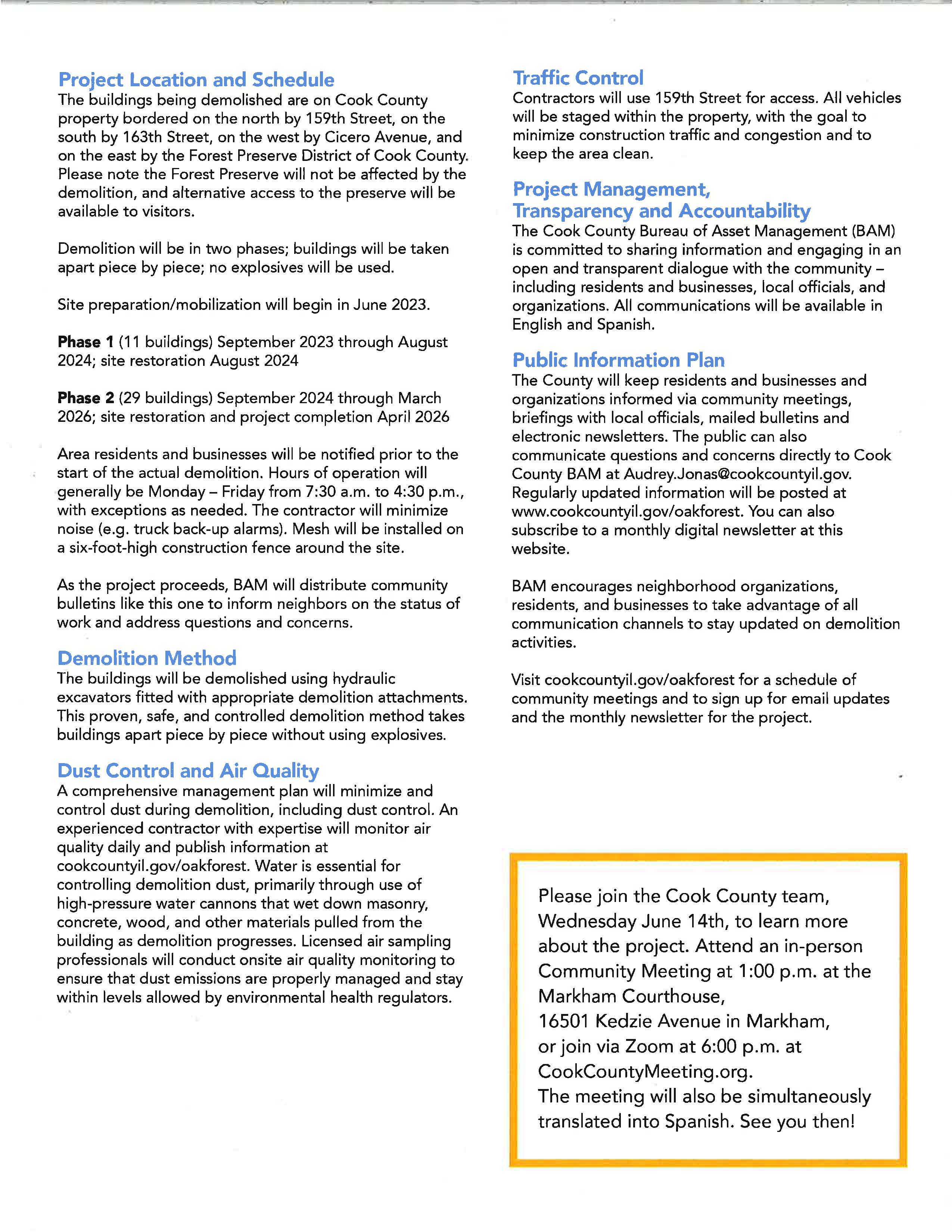 City of Oak Forest Illinois on Twitter: quot TODAY: Cook County will host City of Oak Forest Illinois on Twitter: quot TODAY: Cook County will host