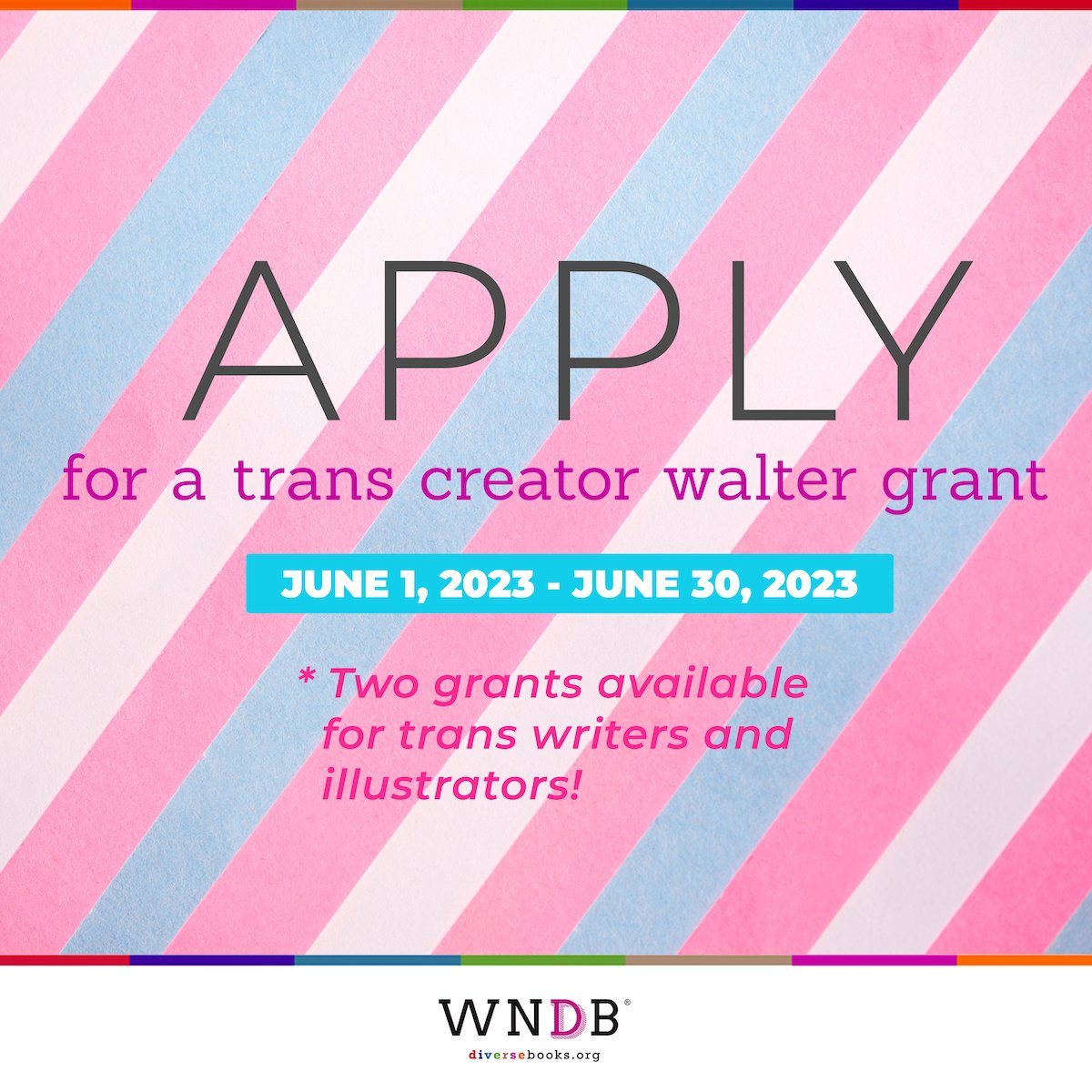 Trans creators: now's your chance to apply for a Walter Grant! This year we have two $2000 grants for unpublished, unrepped trans writers and illustrators, along with 5 general grants and 1 disabled creator grant. Info + application here: bit.ly/WalterGrants