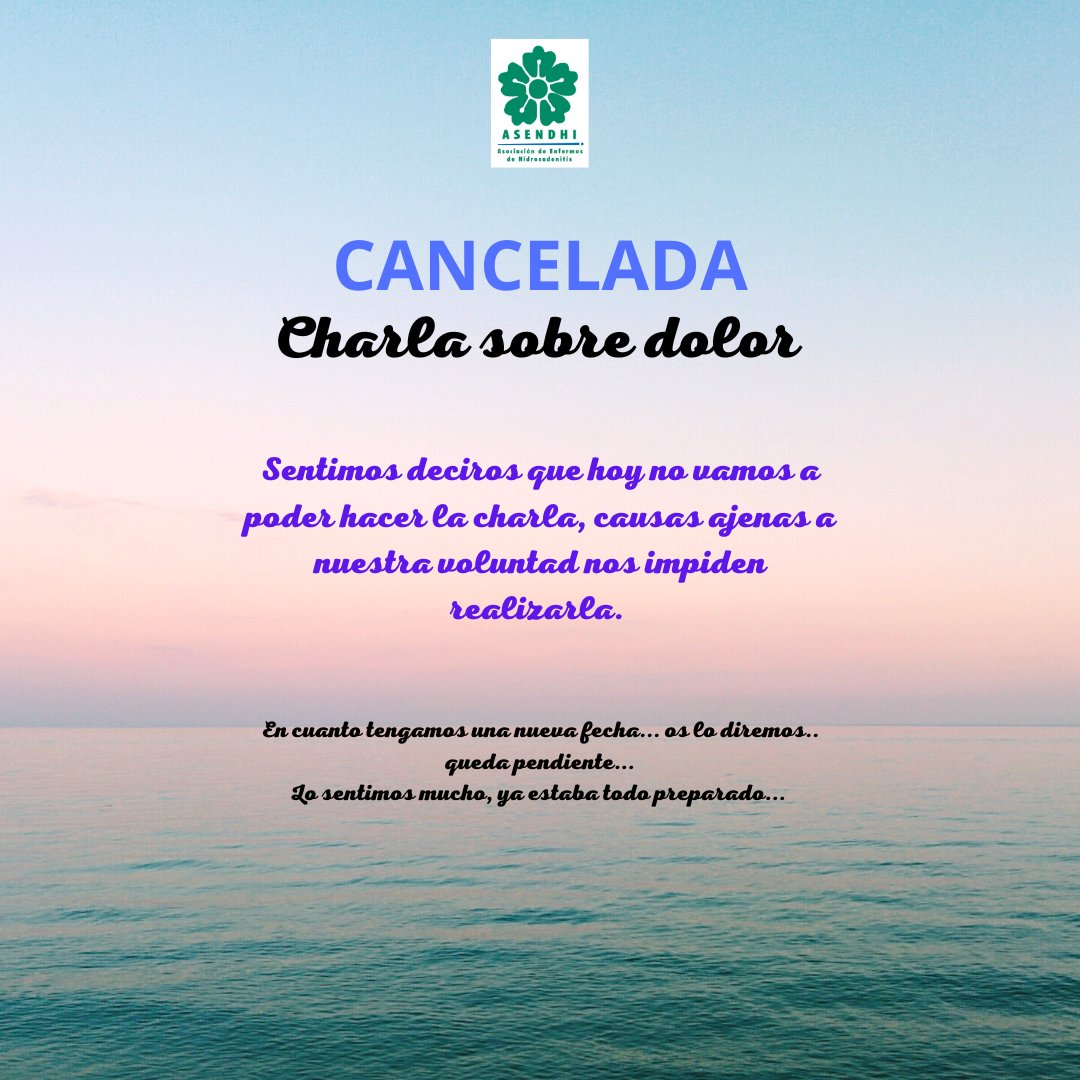 hidrosadenitis's tweet photo. Ya estaba todo preparado, pero somos enfermos, y nunca sabemos cuando habrá un brote...
Lo sentimos mucho, tenemos que aplazarlo para otro dia...
En cuanto nos repongamos, volveremos a la carga...
Muchas gracias por vuestra comprensión.
#Hidrosadenitis  #HStoria #HablemoS https://t.co/0VRGWxW23y
